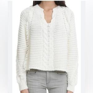 LINE Sweater Women's Medium Alpaca Wool Petra‎ Stitch Fringe